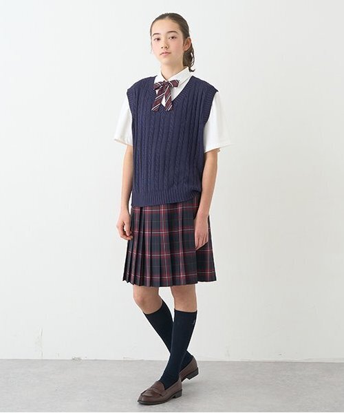 卒服】【家庭洗濯可】24本チェックプリーツスカート（スーツスカート