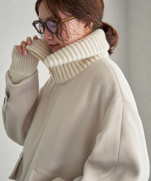 IENA（イエナ）の「ロイヤルジーロン ビーバー畦ニットカラーコート