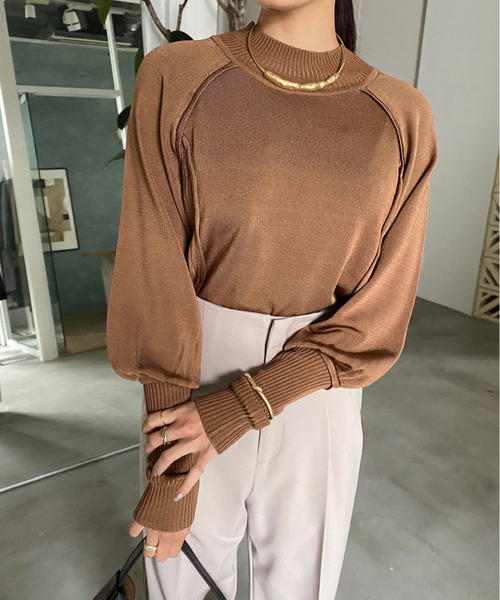 Ameri（アメリ）の「SWITCHING RIB KNIT TOP（ニット/セーター）」 - WEAR