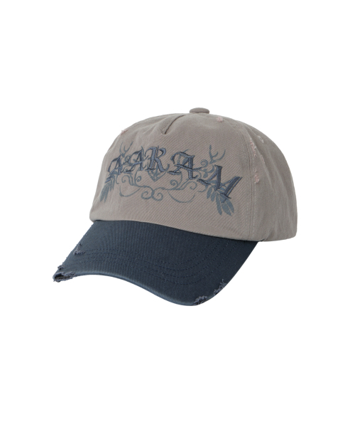 セール】VTG Washed Damage Ball Cap (Blue)（キャップ）｜AAKAM