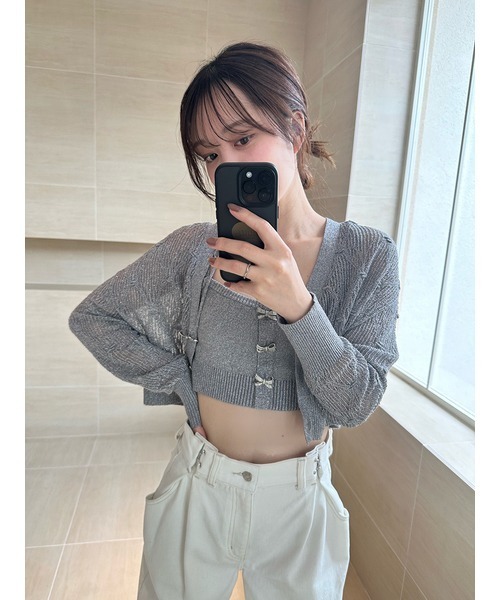 SNIDEL（スナイデル）の「【WEB限定カラーあり】リボンビジューボタン