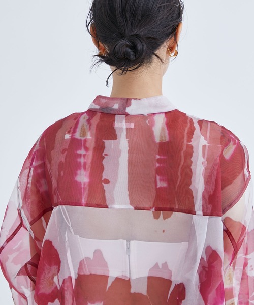 TELMA/テルマ】PrintedTailoredShirt/プリントテーラードシャツ/シアー