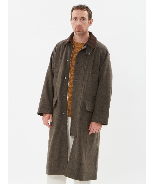 Barbour DON BURGHLEYウールチェックロングコート 34 SNOWDON