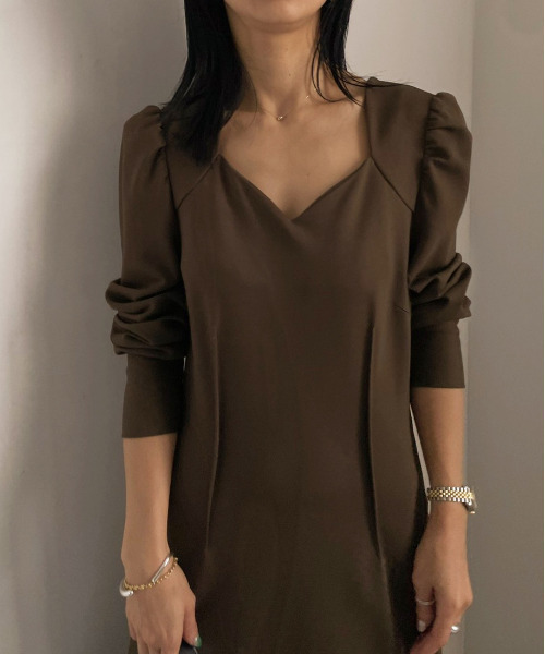 Ameri（アメリ）の「PENTAGON NECK FOLD HEM DRESS（ワンピース）」 - WEAR