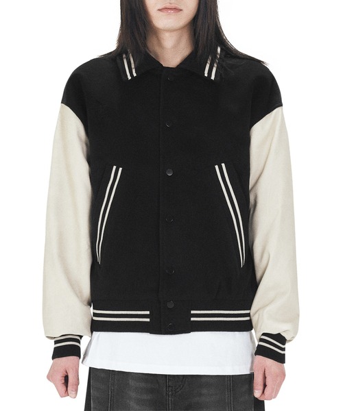 OY/オーワイ』 ZIGZAG EMBROIDERY VARSITY JACKET/エンブロイデリー