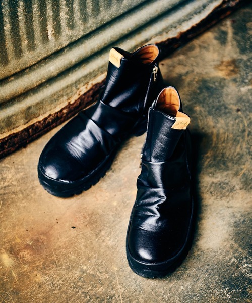 glamb（グラム）の「Side Zip Drape Boots / サイドジップドレープ