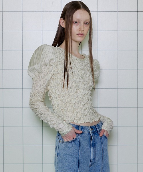 MAISON SPECIAL（メゾンスペシャル）の「Shirring Puff Sleeve Tops