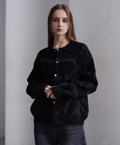 CLEL】Basic/Spray Rib Knit Shirt Cardigan / ベーシック/スプレー畦