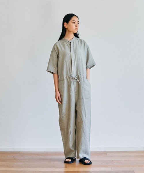 かぐれ（カグレ）の「リネンハーフスリーブオールインワン（サロペット