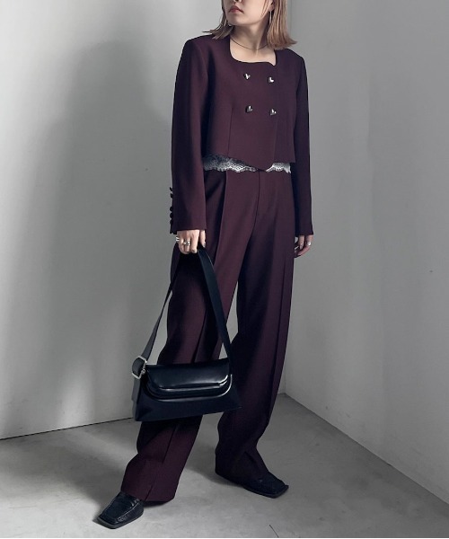 Ameri（アメリ）の「OTONA MUSE CURVE HEART JACKET（ノーカラー