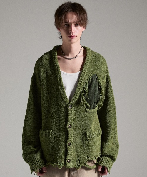 GRANCY】Damage Boucle Knit Cardigan / ダメージデザインブークレ