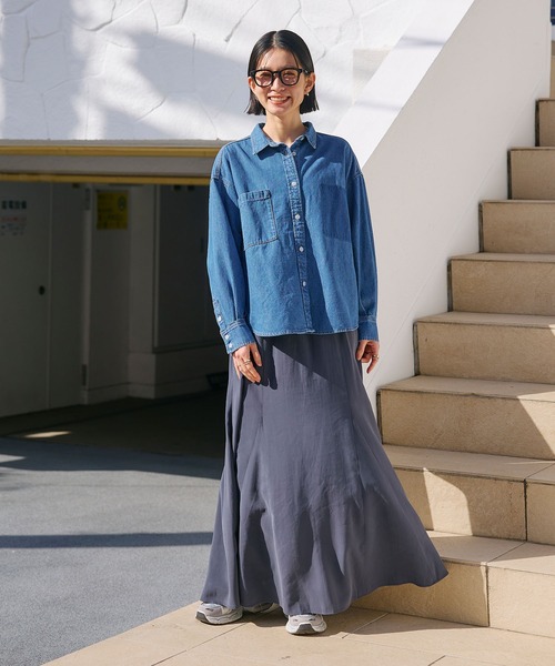 セール】《撥水》FRESH DENIM ポケットデザインデニムシャツ【CROSS