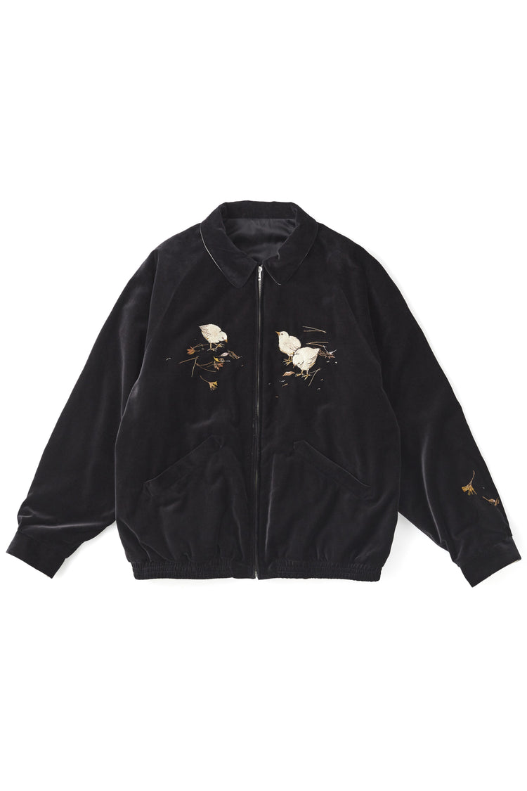 OLD JOE BRAND STUNNING VELVET SOUVENIR JACKET(Niwatori to Hiyoko