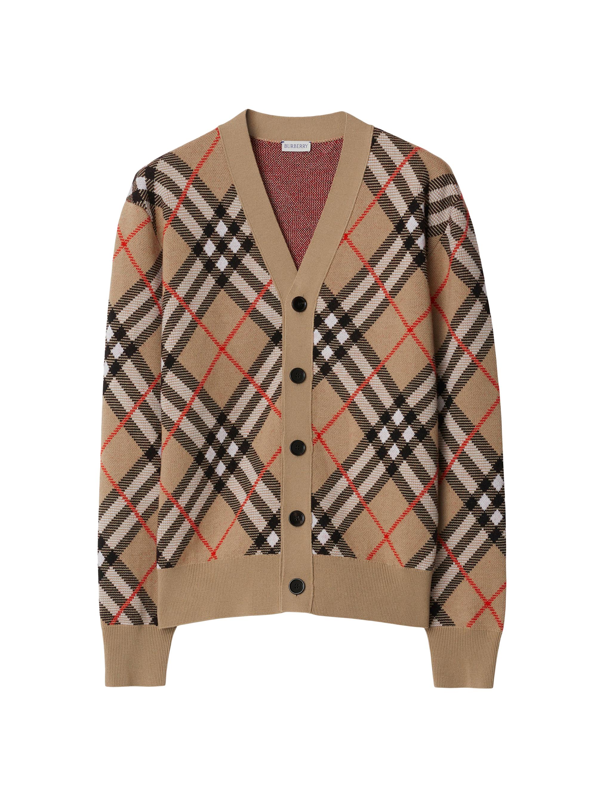 Burberry Check Wool-Blend V-Neck Cardigan | Saks Fifth Avenue