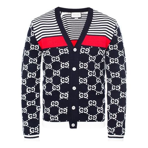 Gucci Classic Full Logo Stitching Wool Knitted Cardigan For Men