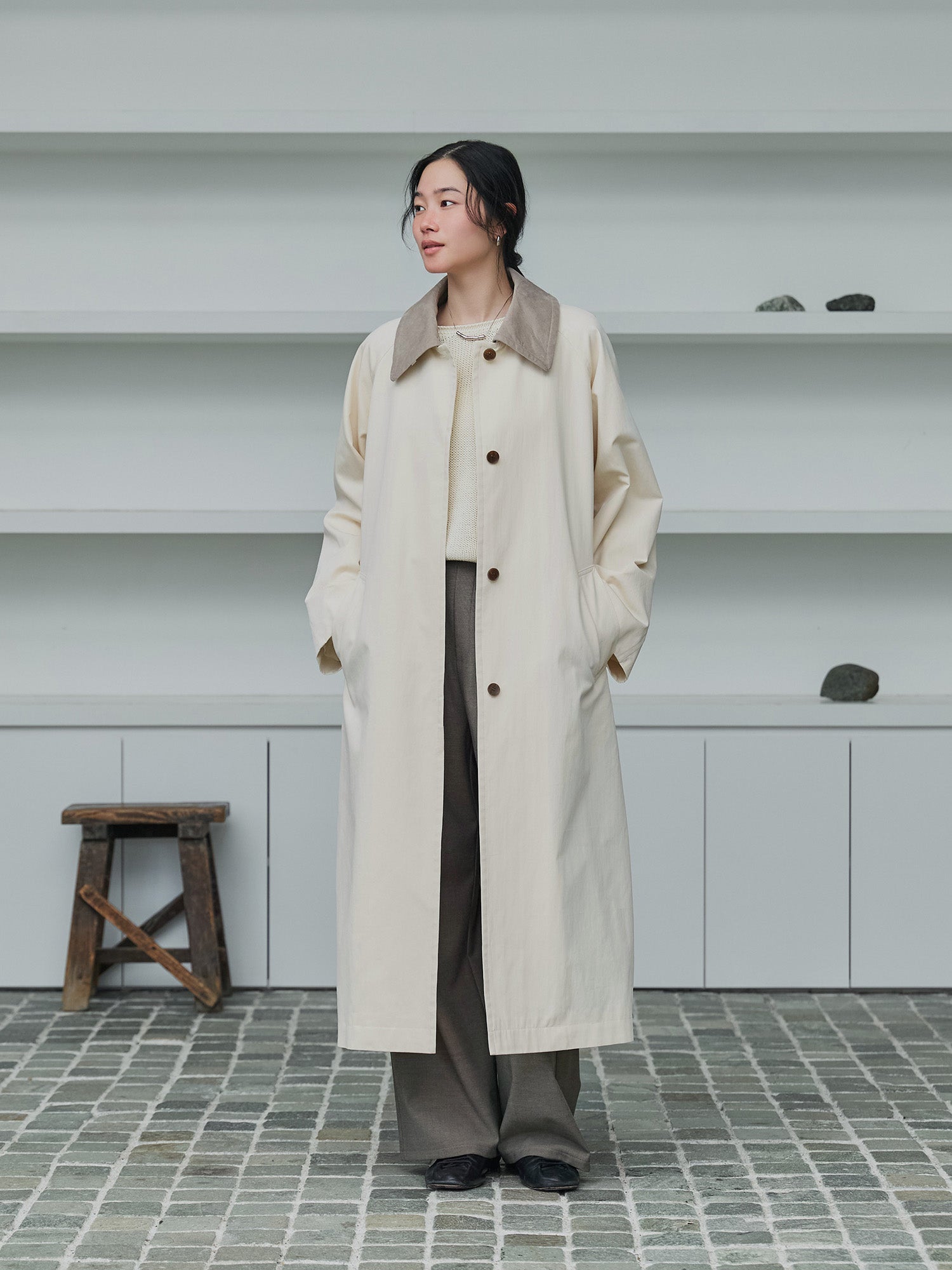 crewre online store / 2wayカラーツイルロングコート