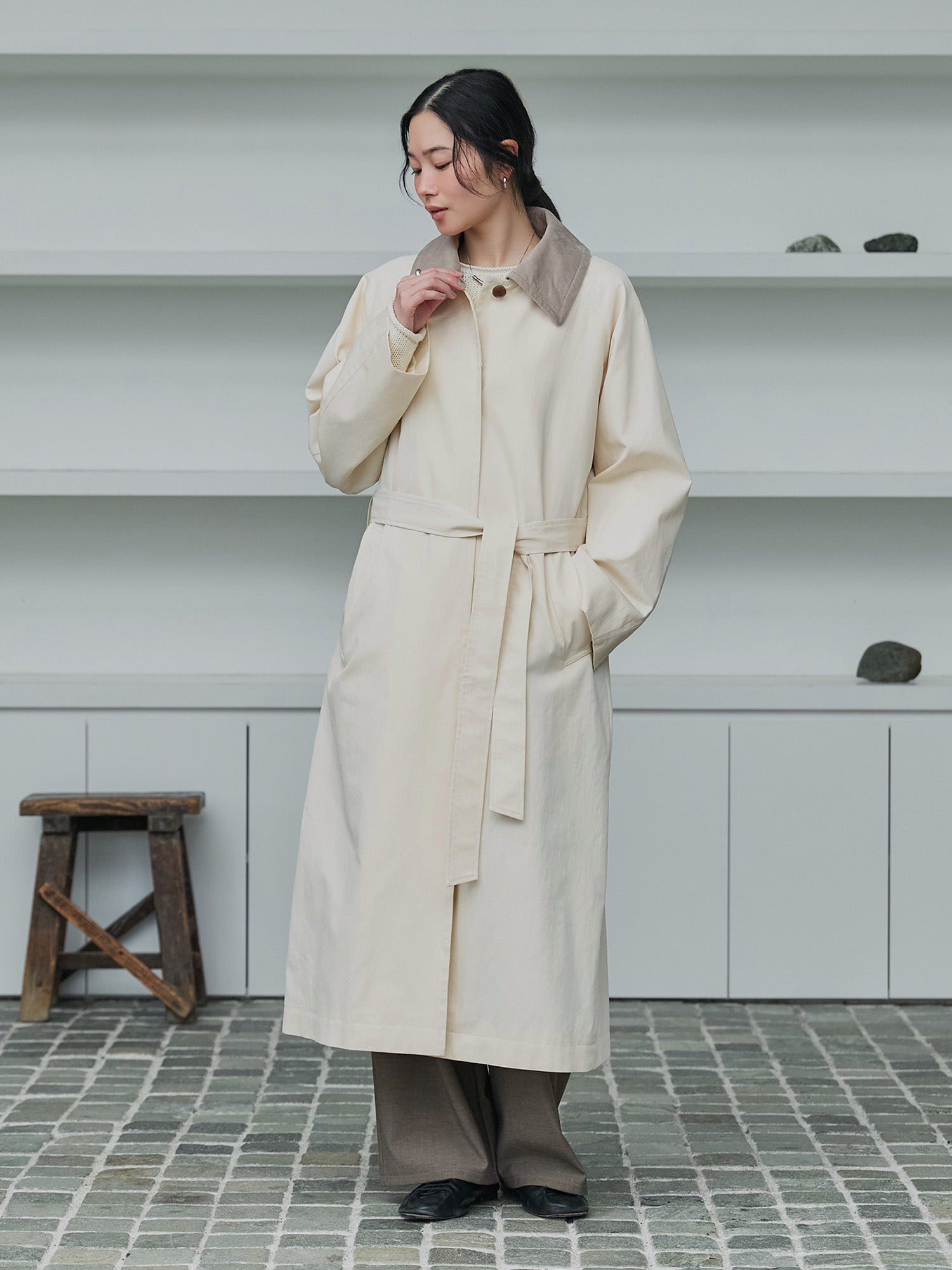 crewre online store / 2wayカラーツイルロングコート