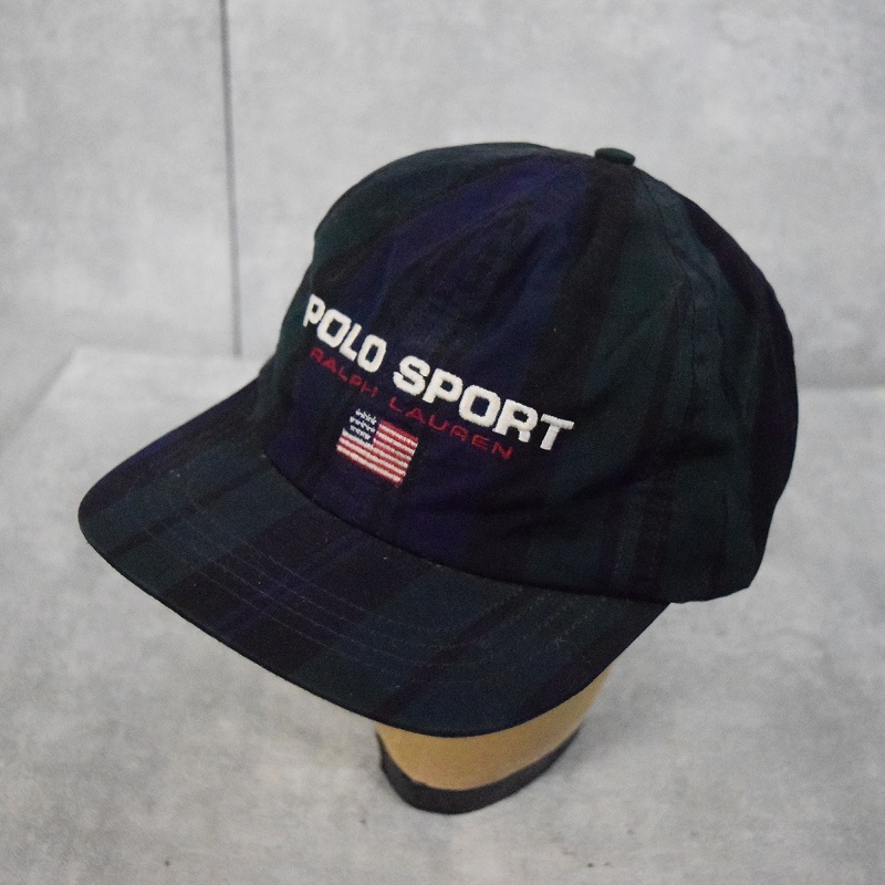90s 90年代 ポロラルフローレン スポーツ ポロスポーツ 帽子 青 ブルー